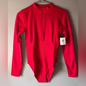 Bodysuit Shapewear Tummy Control Long Sleeve Zip Up Sexy Ribbed Body Suits NWT